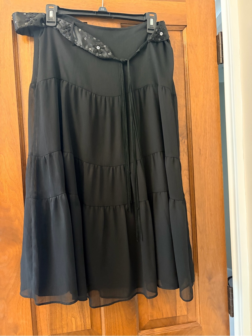 Apt. 9 Black Tiered Midi Skirt with Sequin-Trim Waist